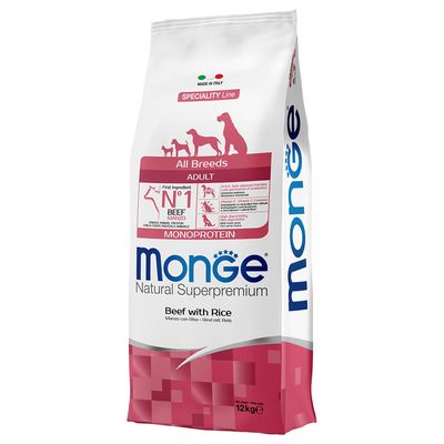 Monge Natural Superpremium All Breeds Adult Monoprotein Manzo con Riso 12kg