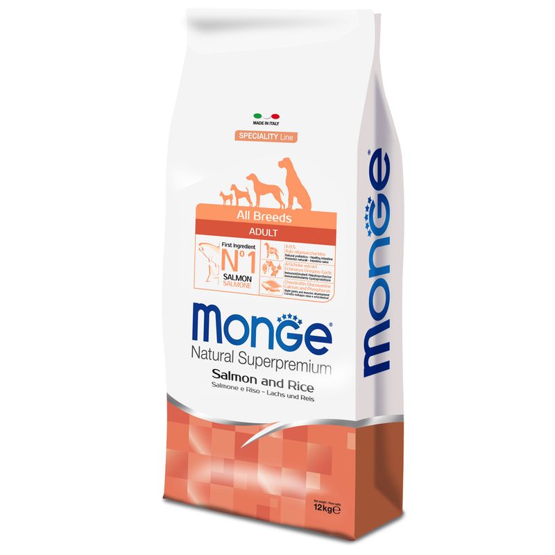 Monge Natural Superpremium All Breeds Adult Monoprotein Salmone con Riso 12kg