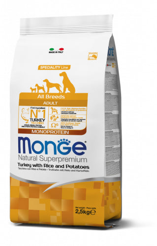 Monge Natural Superpremium All Breeds Adult Monoprotein Tacchino con Riso e Patate 2.5kg