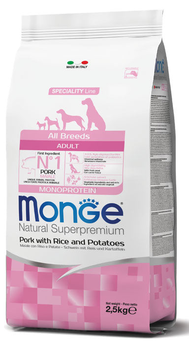 Monge Natural Superpremium All Breeds Adult Monoprotein Maiale con Riso e Patate 2.5kg