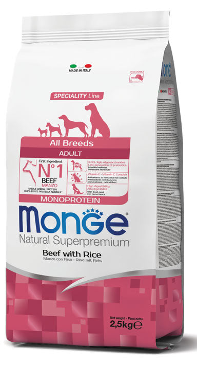 Monge Natural Superpremium All Breeds Adult Monoprotein Manzo con Riso 2.5kg