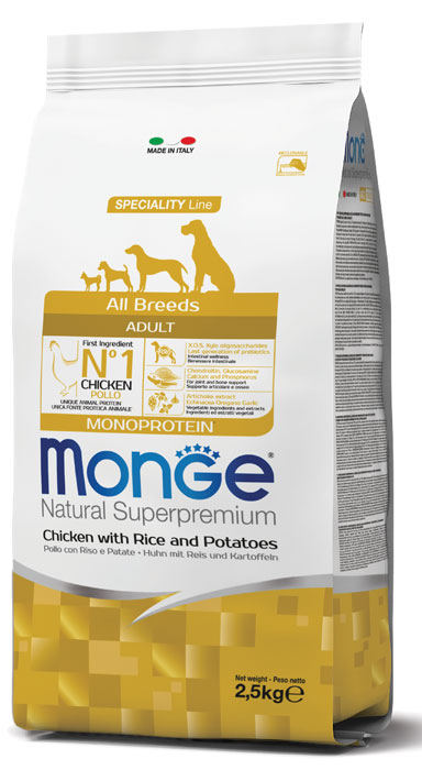 Monge Natural Superpremium All Breeds Adult Monoprotein Pollo con Riso e Patate 2.5kg